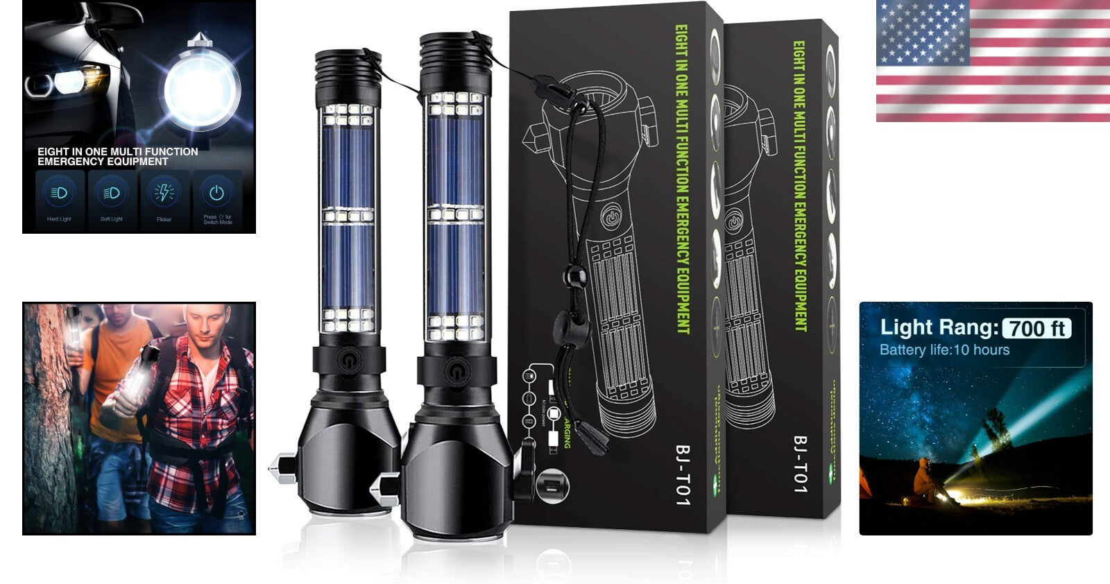 Rechargeable Waterproof Flashlights with 2400mAh Battery - Ideal for Emergencies