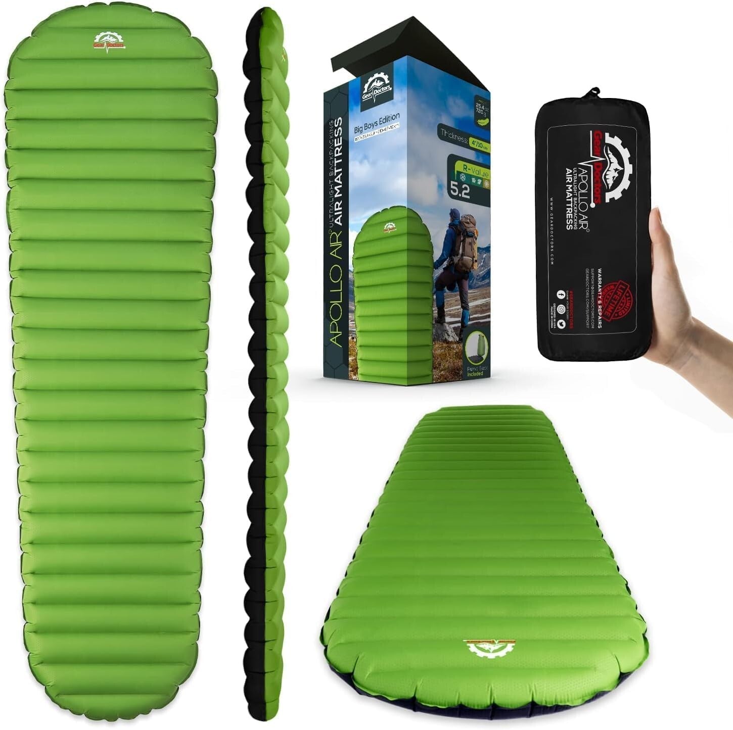 Portable and Foldable Sleeping Pad for Camping - Includes Pump Sack & Repair Kit
