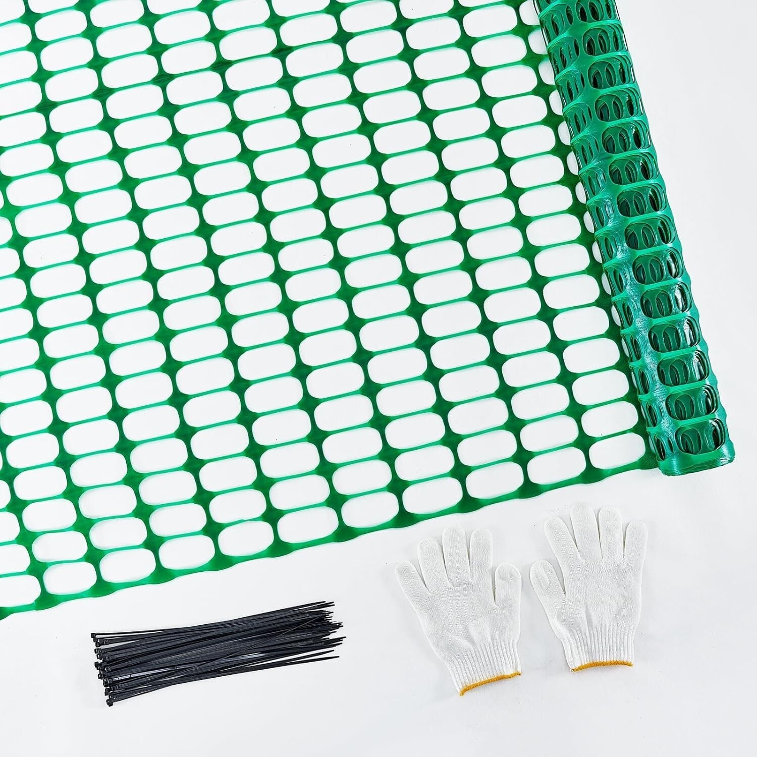 Extra Strength Plastic Mesh Safety Fence 4'x50' with 100 Zip Ties - Durable &...