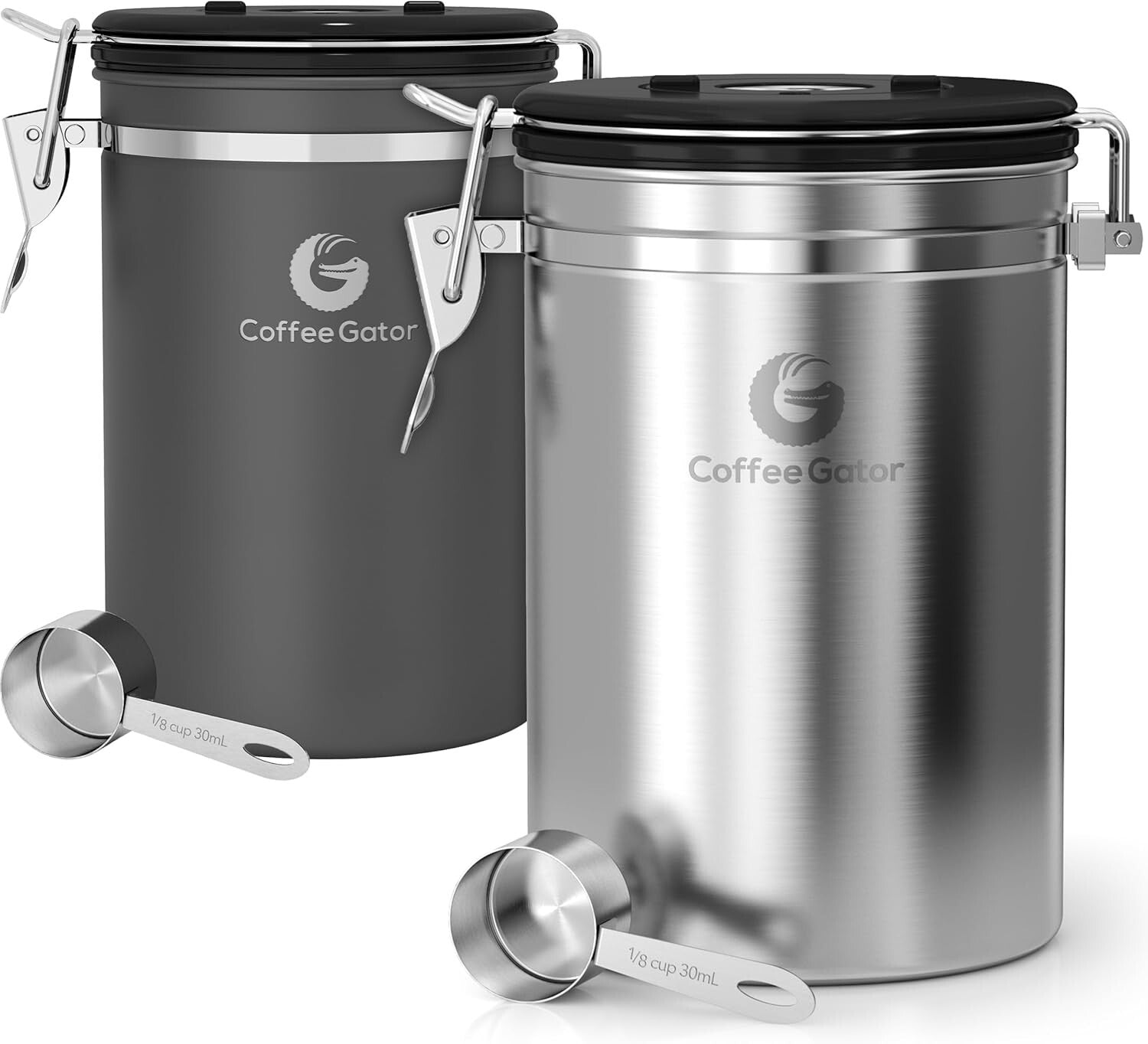 Coffee Freshness Kit: 2-Pack Airtight Canisters with CO2 Release & Date-Tracker