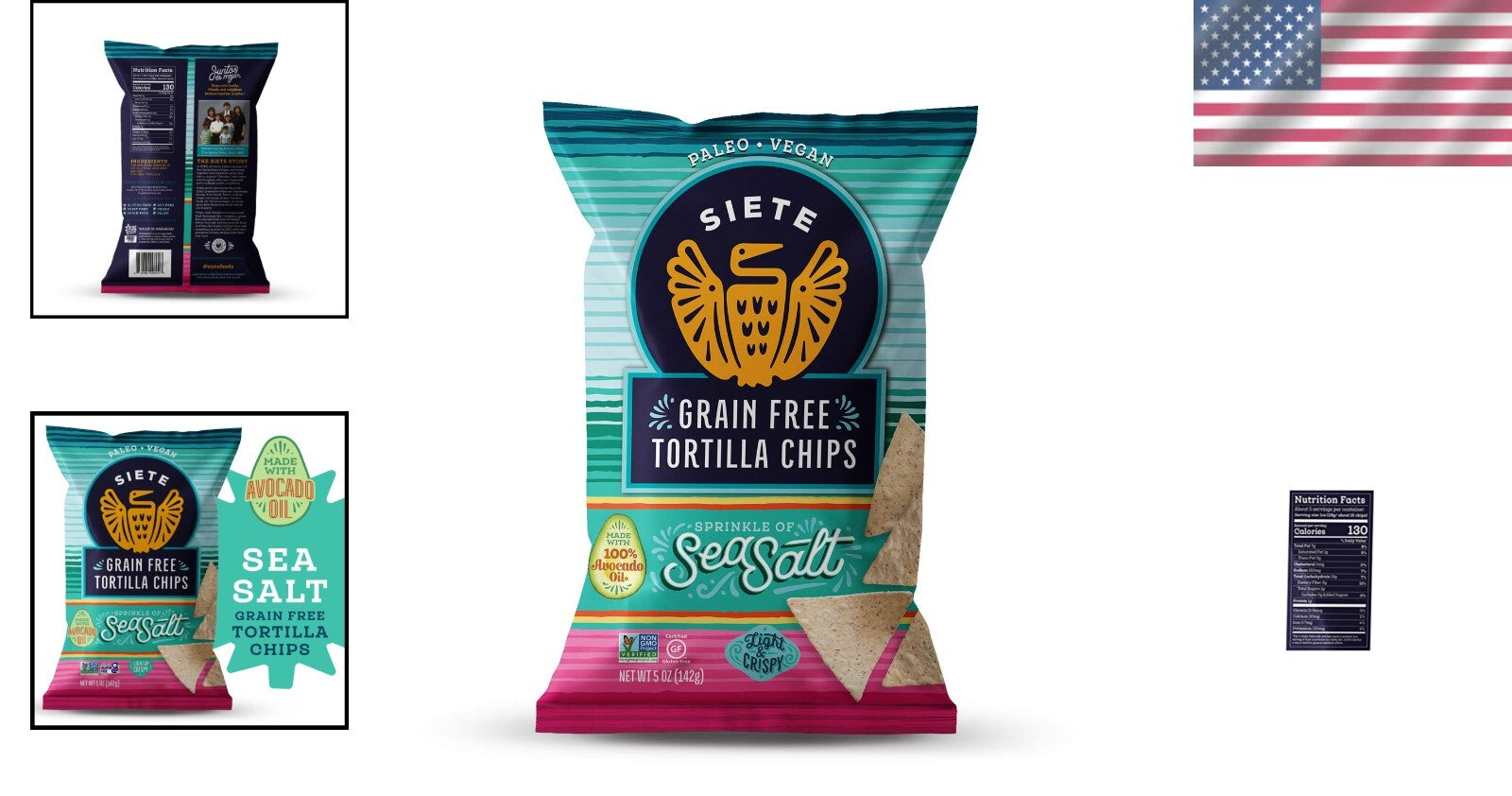 Avocado Oil Grain-Free Tortilla Chips - Healthy Gluten-Free Vegan Snacks, 12ct