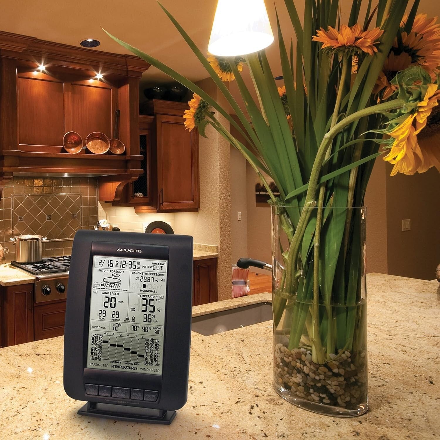 Black Wireless Weather Station with Self-Calibrating Sensor - Indoor/Outdoor Use