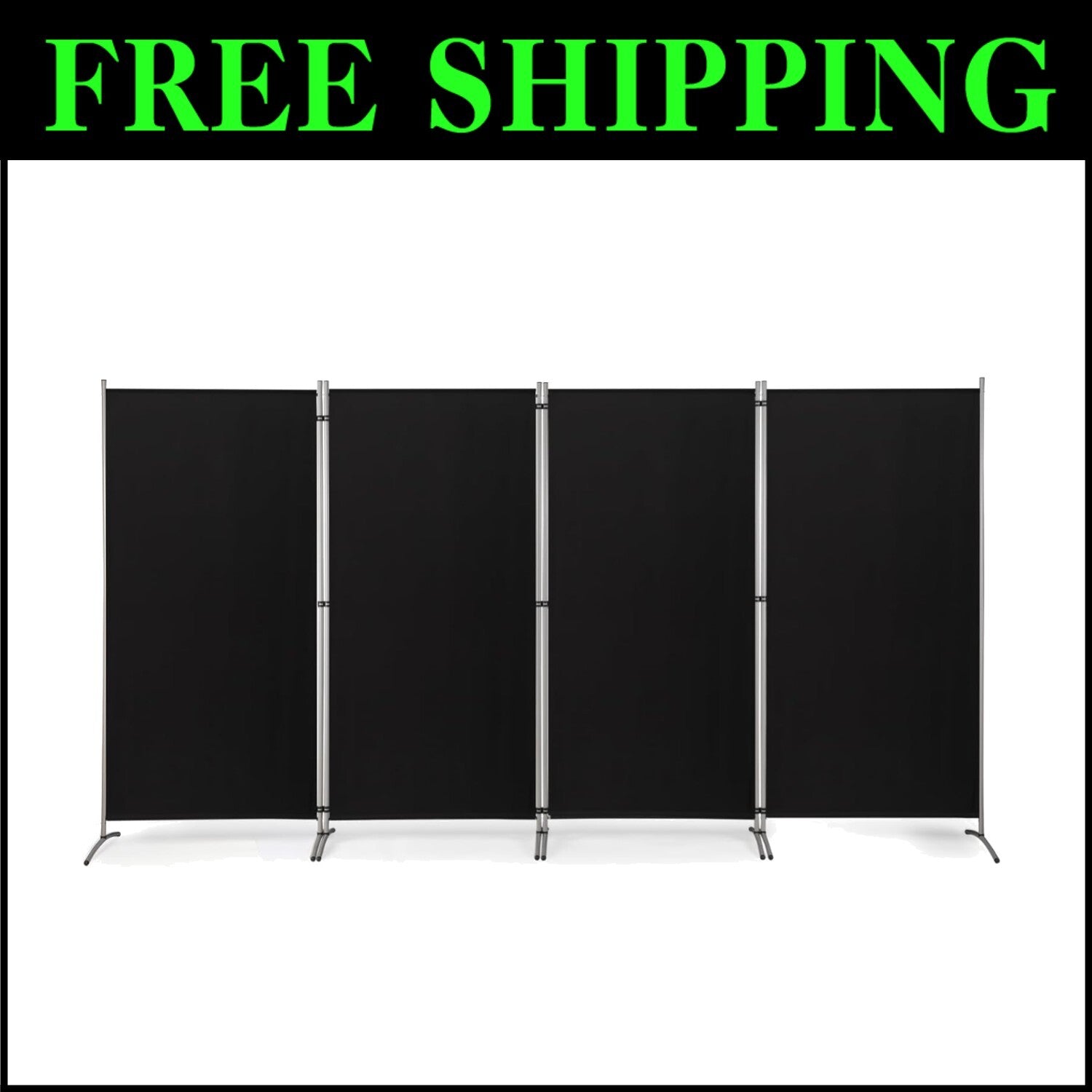 6ft Tall Black Folding Room Divider - Durable Privacy Screen for Home & Office