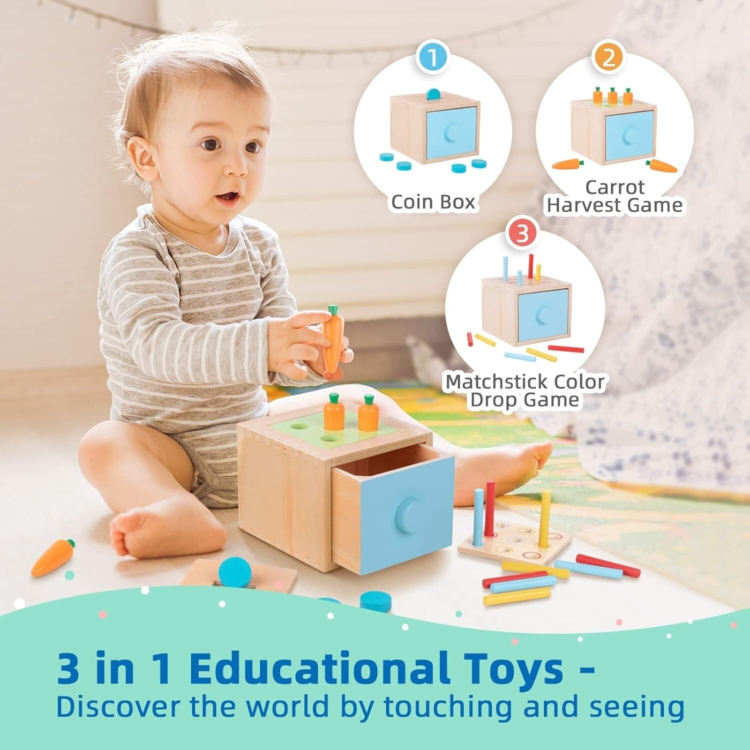 Develop Motor Skills with 8-in-1 Montessori Toy Set for Infants 12-18 Months