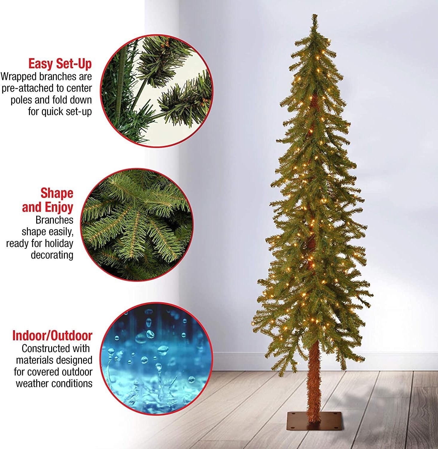 6ft Pre-Lit Cedar Christmas Tree with 225 Realistic Branch Tips - Green Elegance