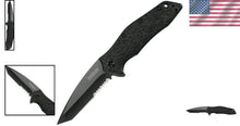 Load image into Gallery viewer, Kuro Tanto Folding Knife 3.125" - Black Serrated EDC Knife with Comfortable Grip