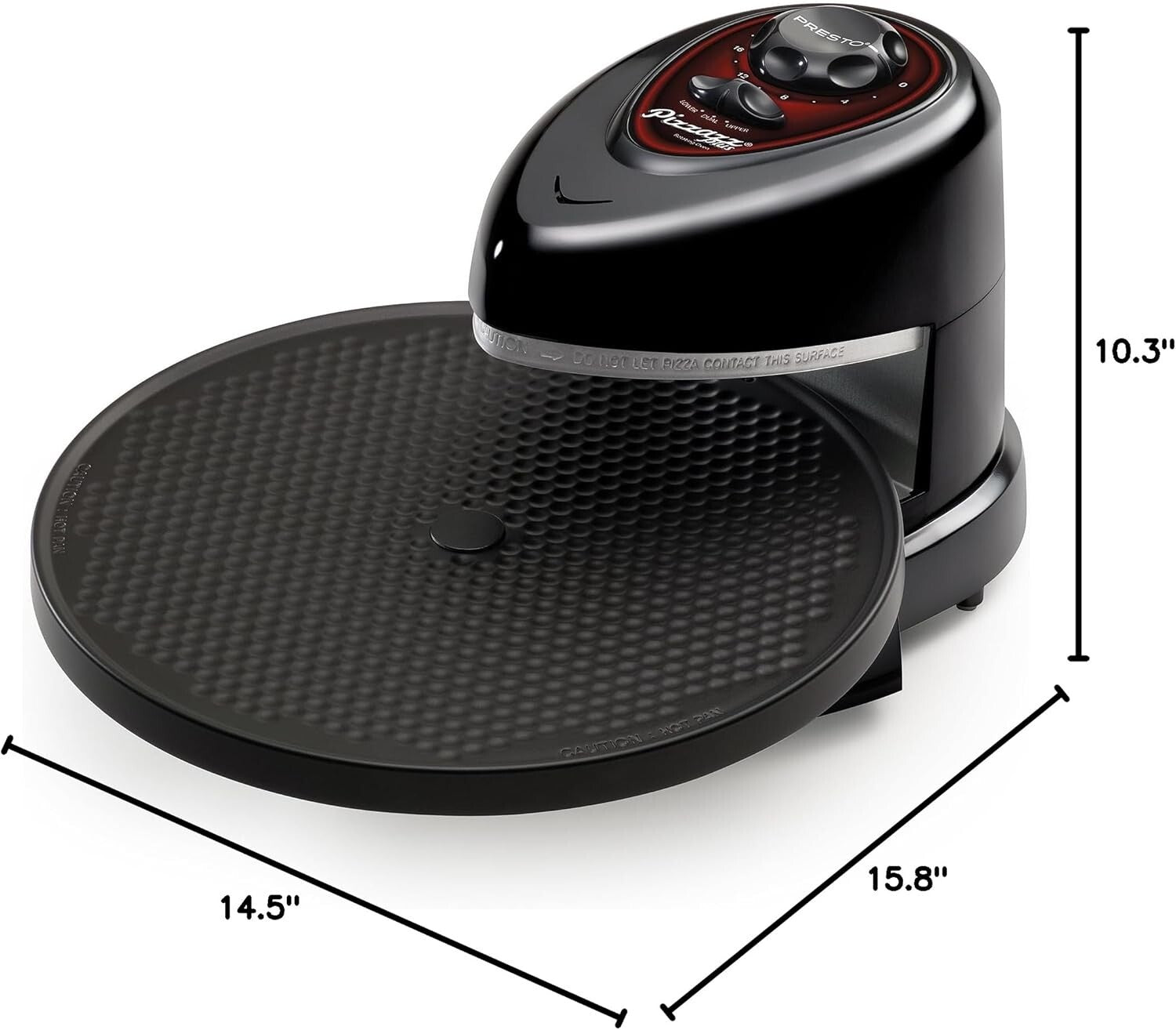 Energy-Efficient Rotating Pizza Oven - 12-Inch Nonstick Baking Pan, Black