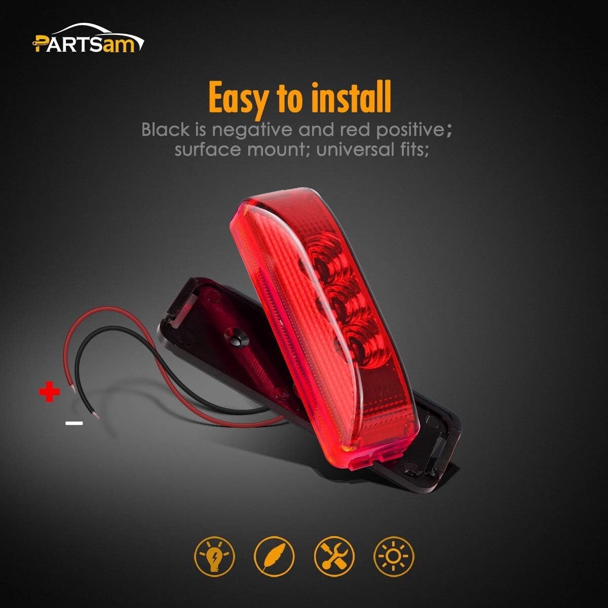 Enhance Safety with 10 Waterproof LED Clearance Lights - 3.9 Inch Red