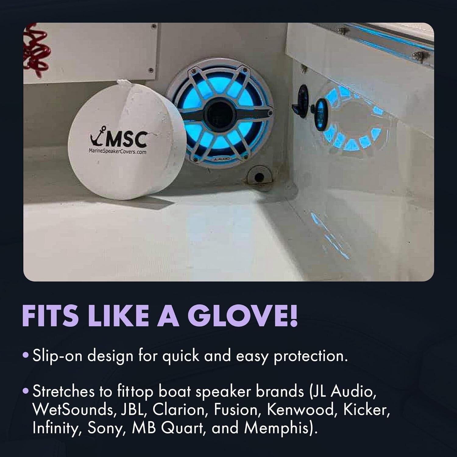 8.8-Inch Marine Speaker Covers - Durable, Waterproof & Dustproof Protection Pair