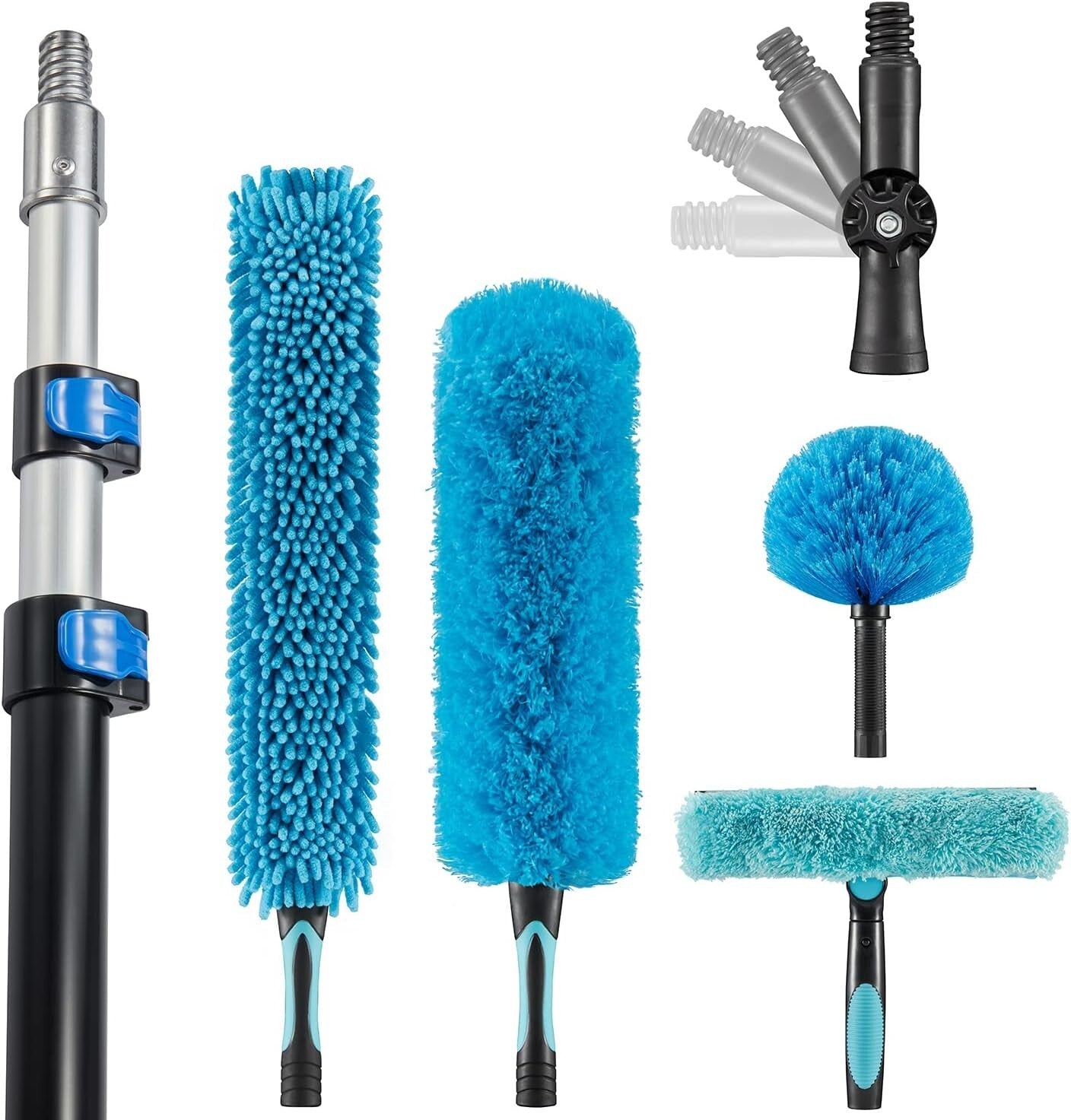 Bendable Feather Duster Kit for High Ceilings - 5-12ft Extension Pole Included