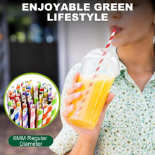 Load image into Gallery viewer, 10 Inch Disposable Paper Straws - Bulk of 600 Assorted Colors, Eco-Friendly