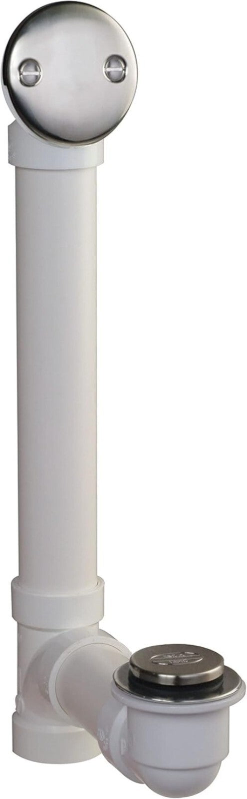 Tarnish-Free Brushed Nickel Bath Drain with PVC Tubing for Easy Installation