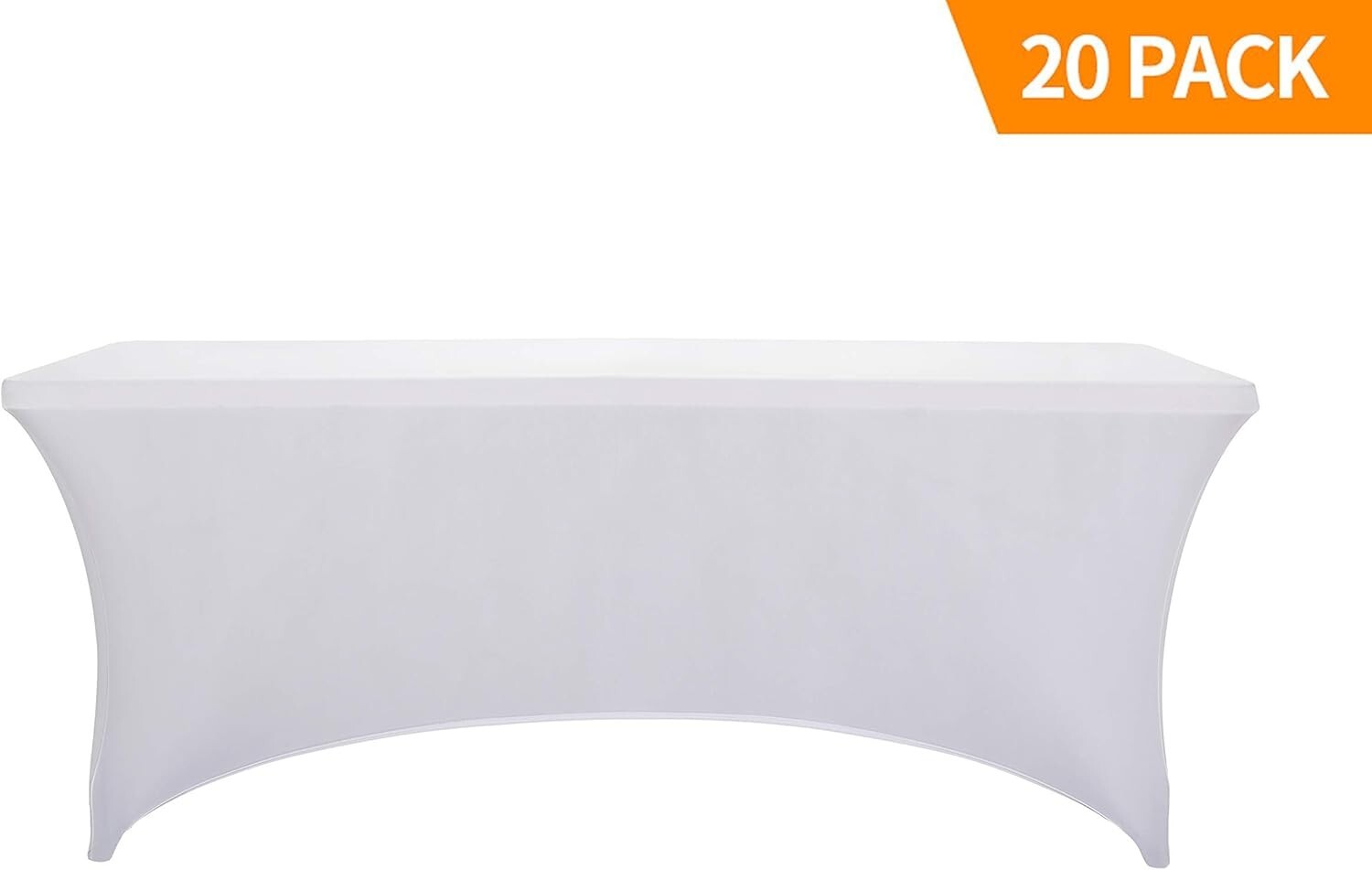 White Spandex 6ft Table Covers - 20pcs, Modern Style for Weddings and Events