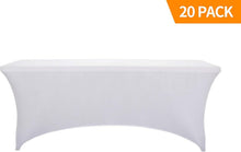 Load image into Gallery viewer, White Spandex 6ft Table Covers - 20pcs, Modern Style for Weddings and Events