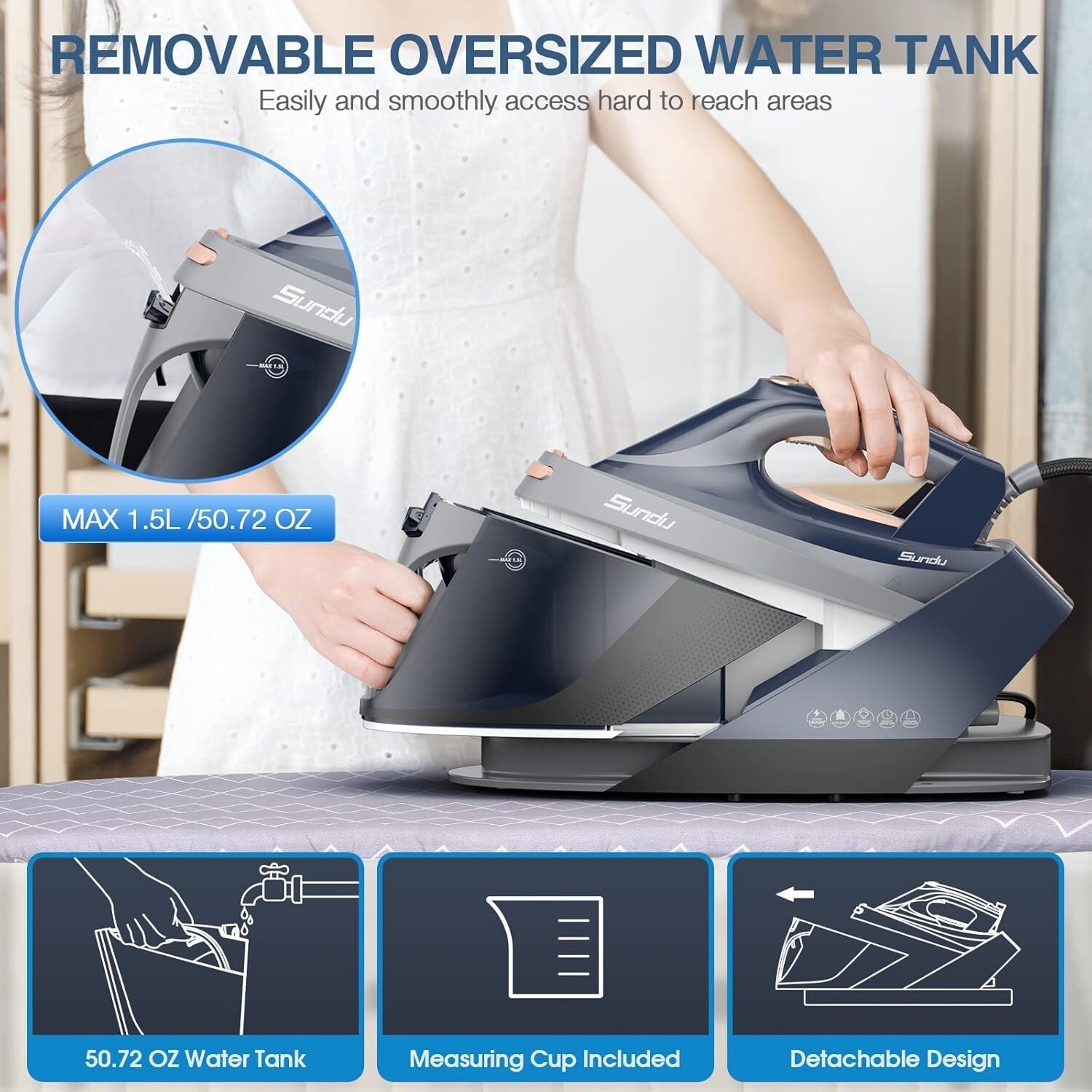 Versatile 1800W Ceramic Steam Iron with Auto Shut-Off & Self-Cleaning Feature
