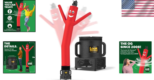 Attention-Grabbing Inflatable Tube Man - 7ft Red Air Dancers Ideal for Business