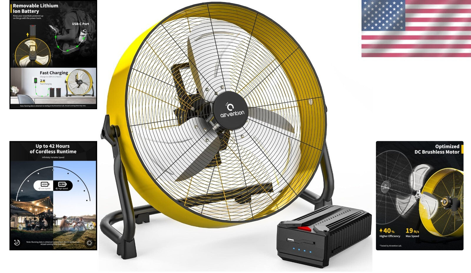 Water-Resistant High Velocity Fan - 15600mAh Rechargeable for Indoor/Outdoor Use