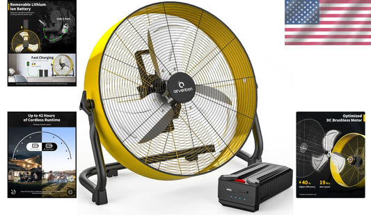 Water-Resistant High Velocity Fan - 15600mAh Rechargeable for Indoor/Outdoor Use