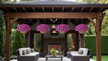 Load image into Gallery viewer, Elegant Faux Silk Petunias in Coconut Basket - Indoor/Outdoor Hanging Flowers