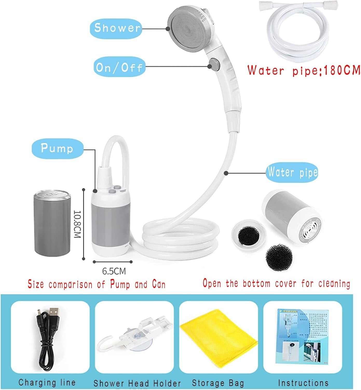 Multiple-Use Portable Electric Shower - Perfect for Camping, Washing Pets & Cars