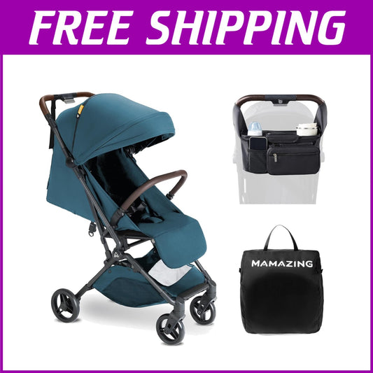 Compact One-Handed Folding Baby Stroller with Organizer – Airplane-Friendly