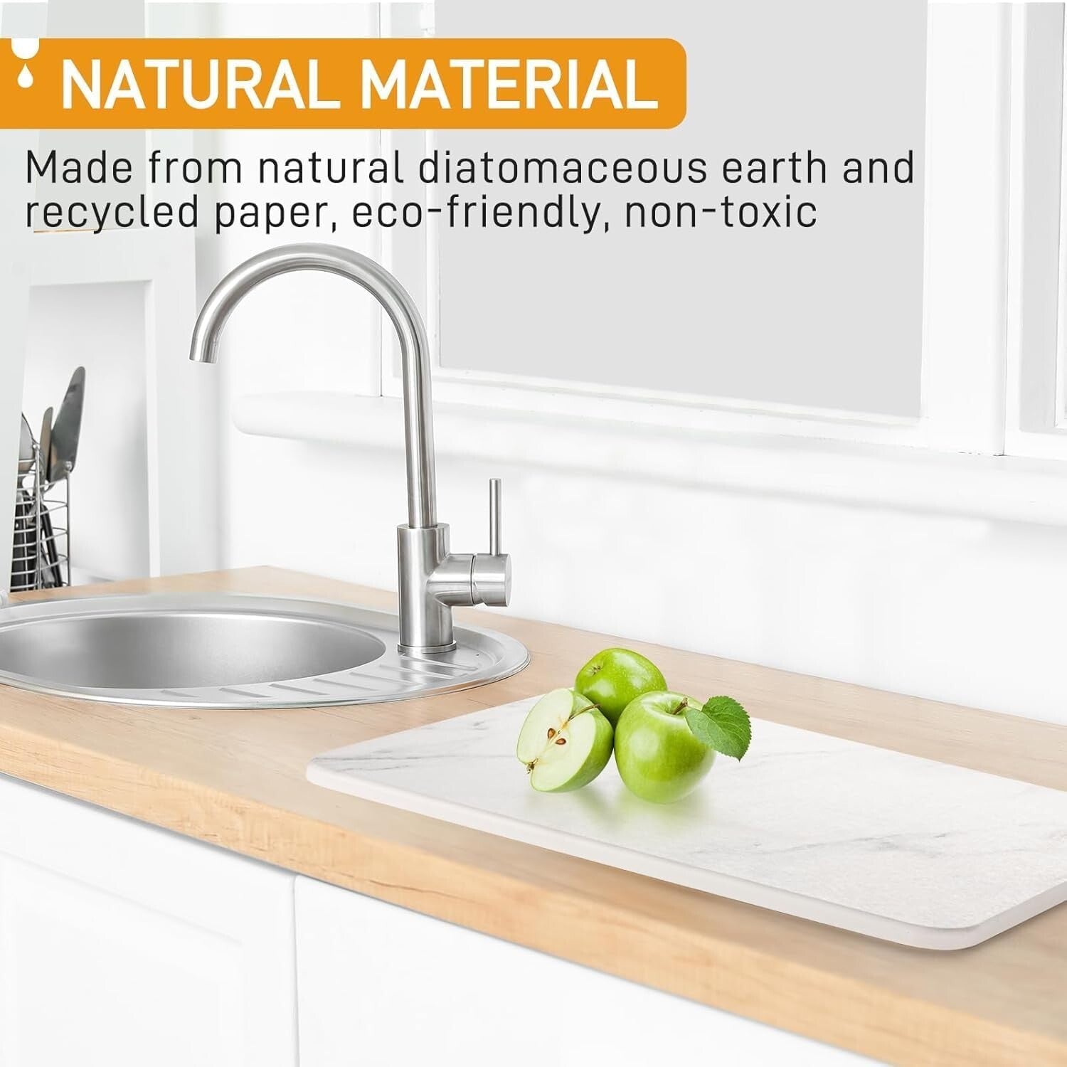 Heat Resistant Non-Slip Stone Drying Mat for Kitchen Counter, 15.7x23.8 Inches