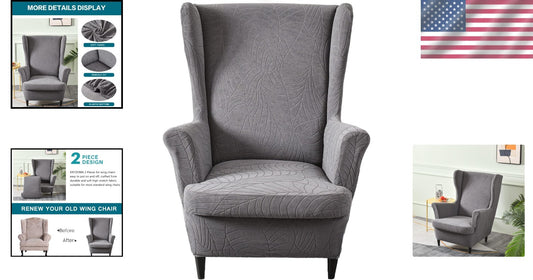 Elegant Stretch Wingback Chair Covers - Durable Slipcovers for Living Room T16