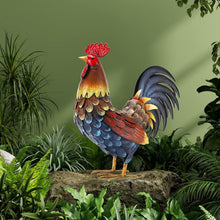 Load image into Gallery viewer, Unique Handmade Rooster Decor - Water Resistant Metal Yard Art for All Seasons