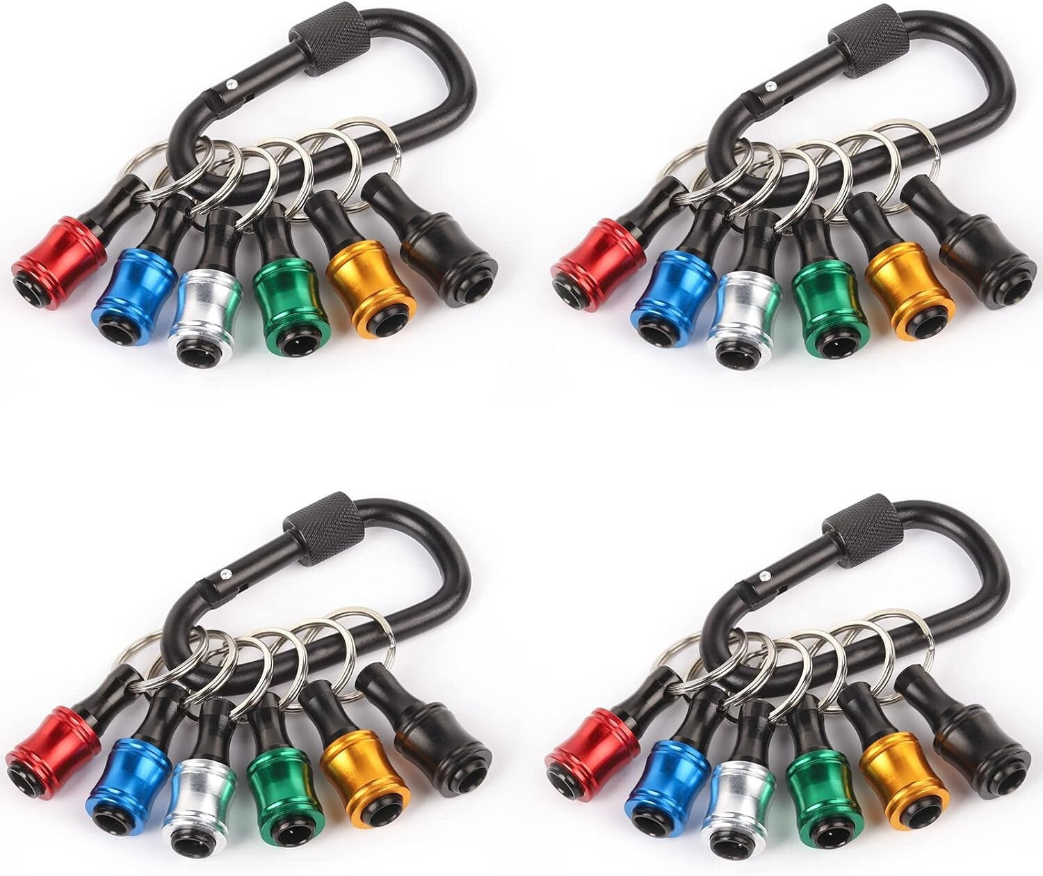 Portable 1/4 Inch Hex Bit Holder Set - Lightweight Aluminum with Carabiner