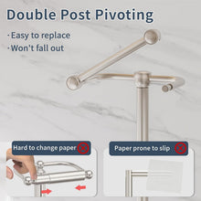Load image into Gallery viewer, Brushed Nickel Free Standing Toilet Paper Holder with Storage for 4 Rolls