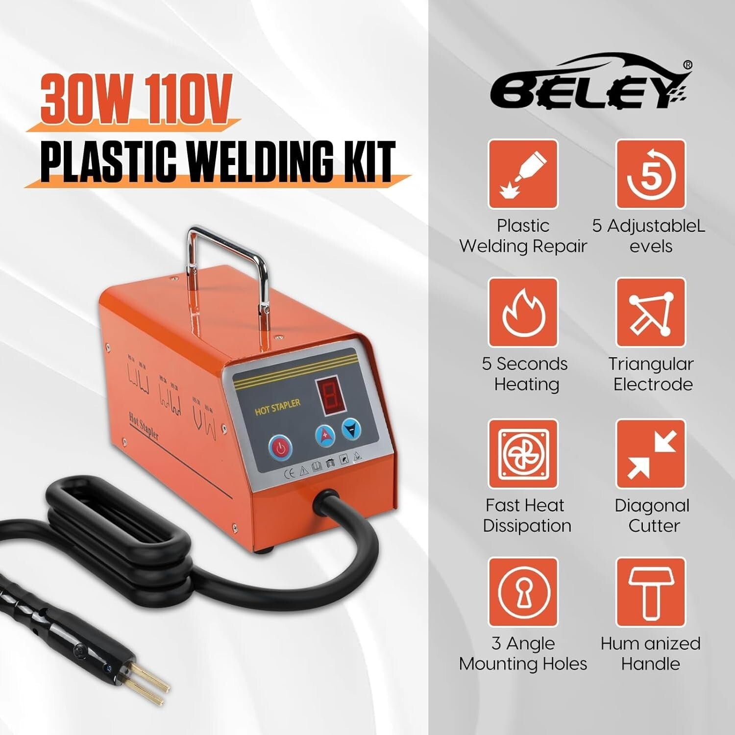 Efficient 5-Level Adjustable Plastic Welding Kit with 600 Staples for Repairs