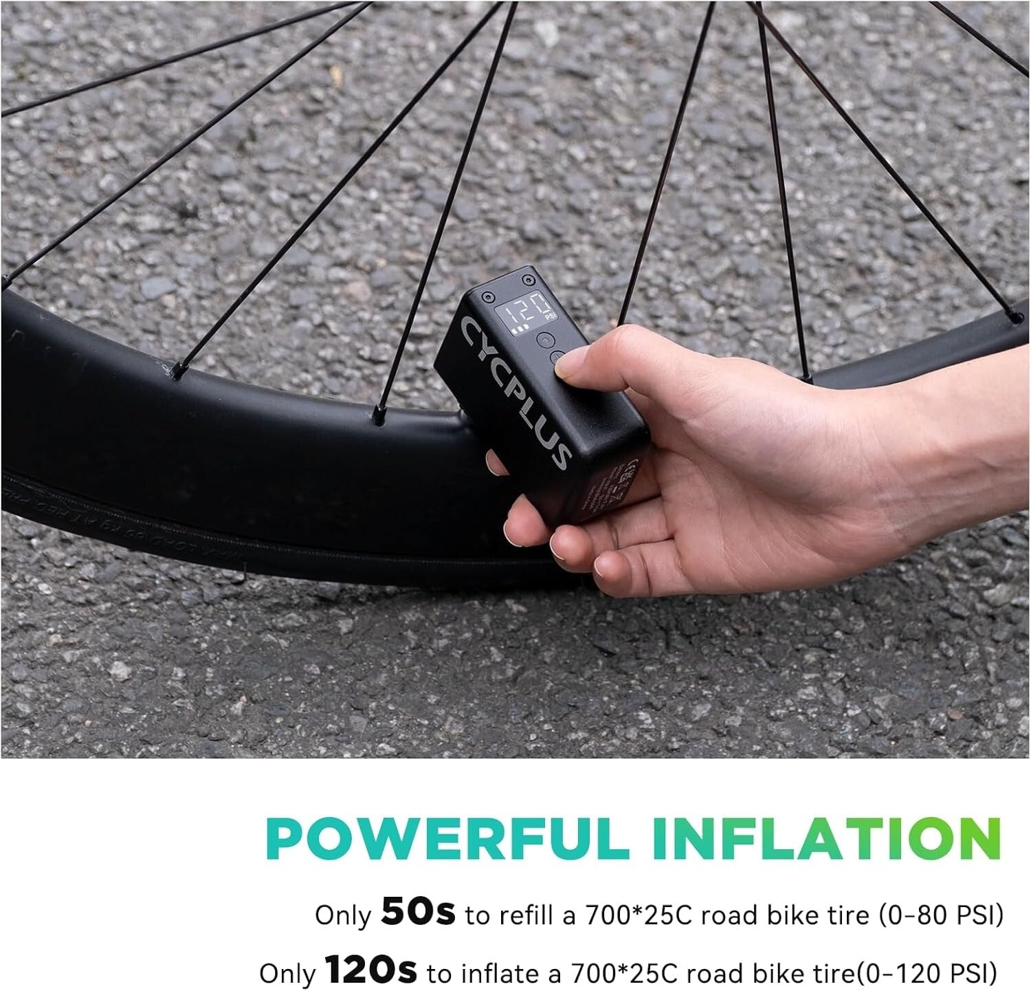 Compact 120 PSI Mini Inflator for E-Bikes and Mountain Bikes - Auto Stop Feature