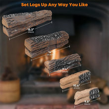 Load image into Gallery viewer, Versatile Ceramic Gas Logs - Safe 10-Piece Set for Indoor and Outdoor Fireplaces