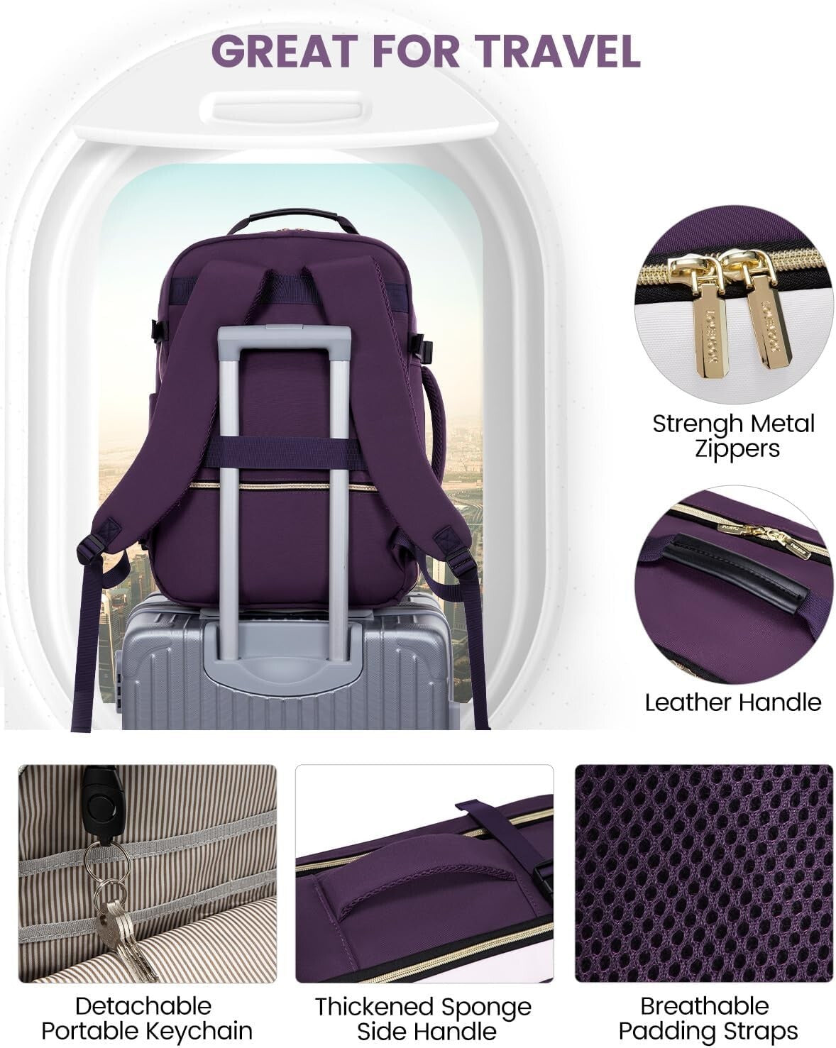 50L Airline Approved Carry On Backpack with Packing Cubes for Travel Comfort