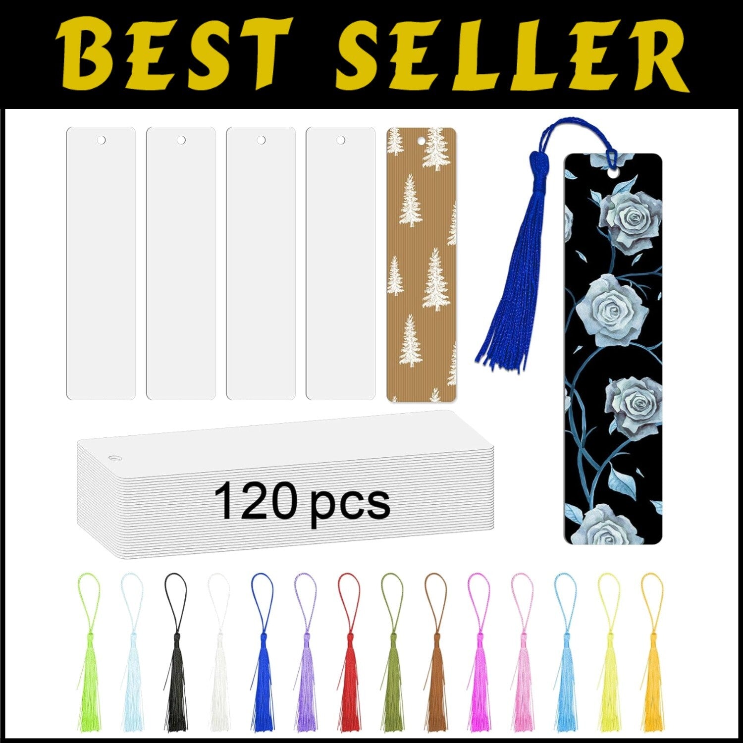 120 Blank Metal Bookmarks with Colorful Tassels - Ideal for Crafting and Gifting