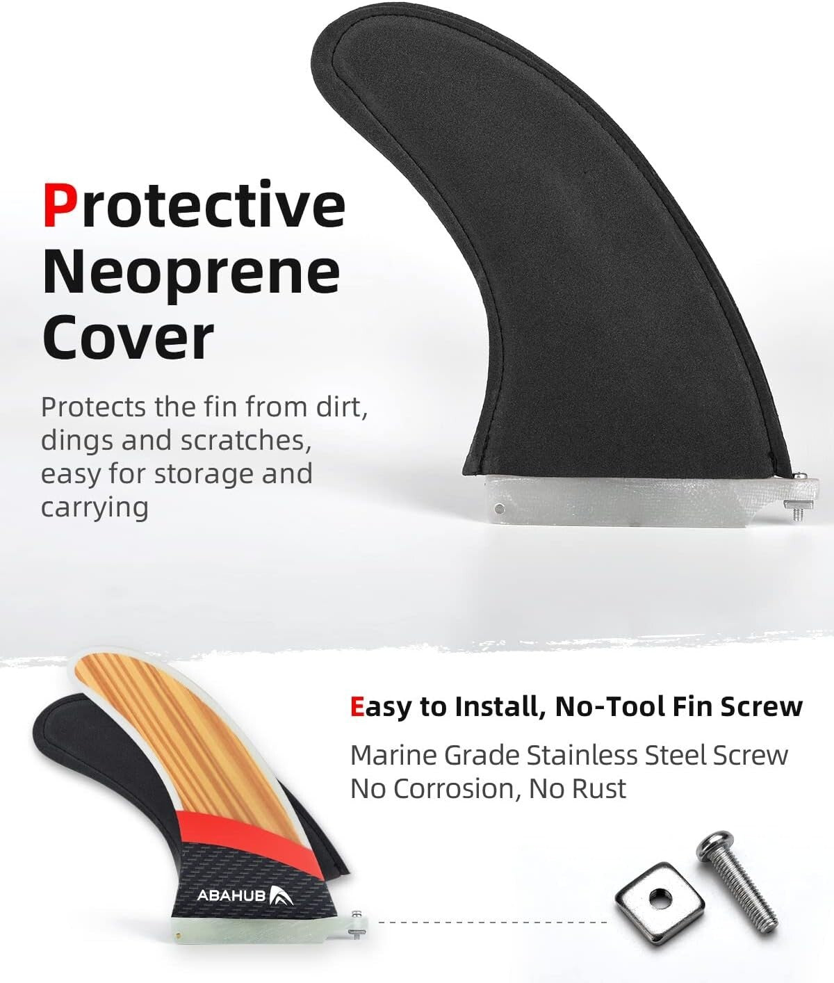 All-Conditions 9'' Fiberglass SUP Fin - Tool-Free Installation & Carry Cover