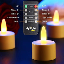 Load image into Gallery viewer, Waterproof Rechargeable LED Tea Lights with Remote - 100 Hours Flickering Warmth