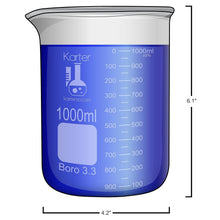 Load image into Gallery viewer, Pack of 6 Borosilicate 3.3 Graduated 1000ml Beakers for Accurate Measurements