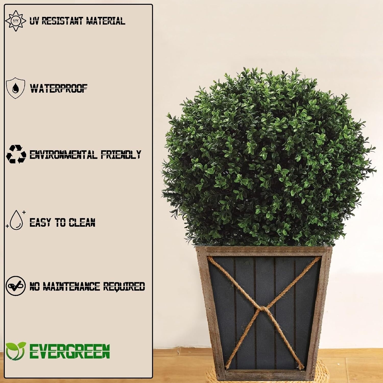 Maintenance-Free Boxwood Topiary Trees - 24" Stylish Decor for Every Space