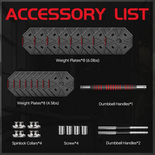 Load image into Gallery viewer, Multifunctional 3 in 1 Dumbbell &amp; Barbell Set - 88Lbs Adjustable Weight Kit