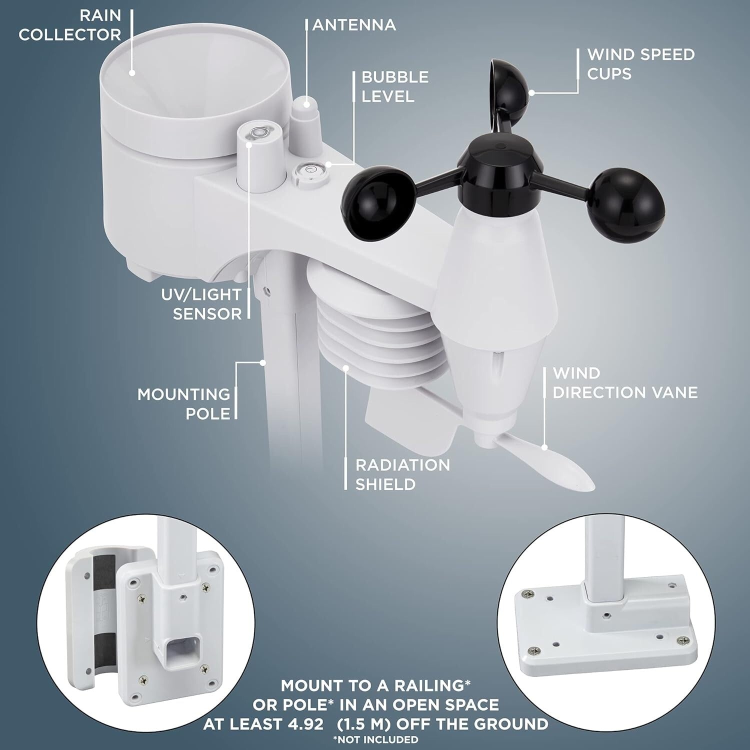 Advanced 7-in-1 Weather Station: Indoor/Outdoor Sensor with Forecast Alerts