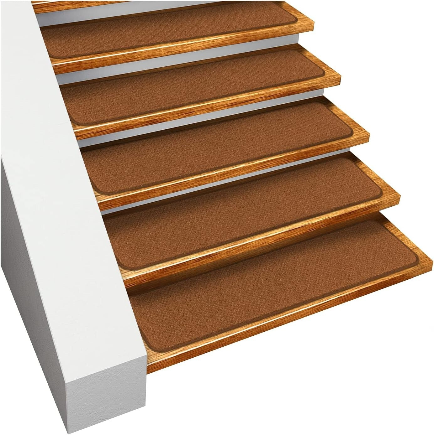 Comfort & Safety: Set of 15 Non-Slip Toffee Brown Carpet Treads - 8" x 27"