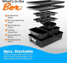 Load image into Gallery viewer, Versatile Stackable Bakeware Set - Includes Muffin, Cake, and Cookie Pans