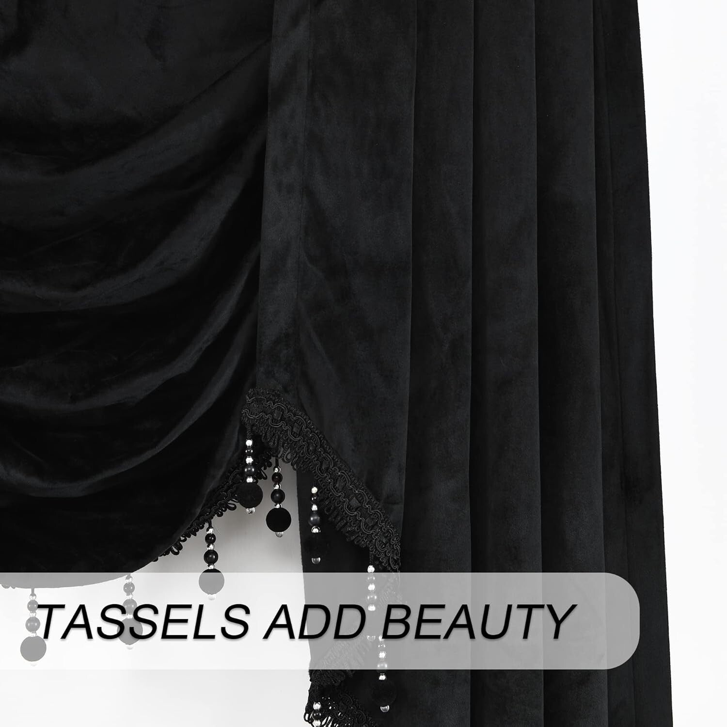 Elegant Black Velvet Rod Pocket Valance, 39" x 48" - Luxurious Window Treatment