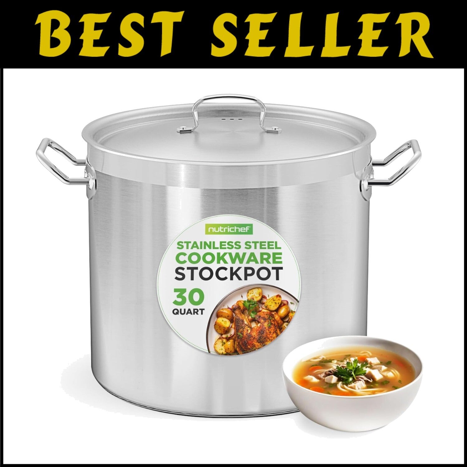 Durable 30 Quart Heavy Duty Stockpot - Perfect for Large Family Gatherings