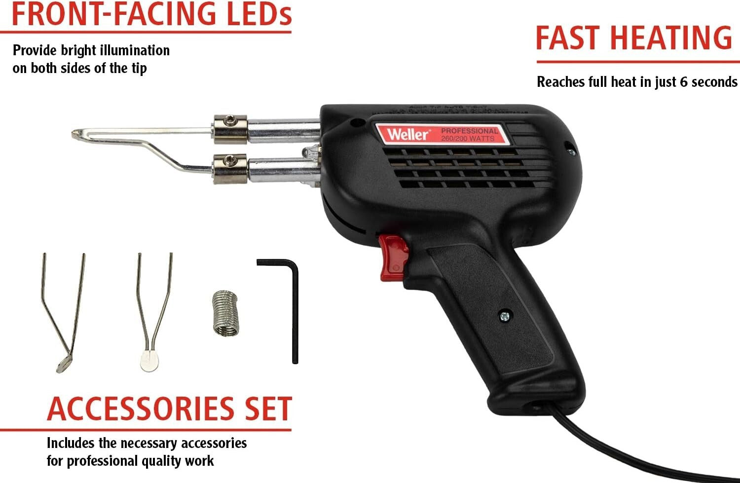 Rapid Heat Dual-Heat Soldering Gun Kit with Tips & Flux Brush - 7-Year Warranty