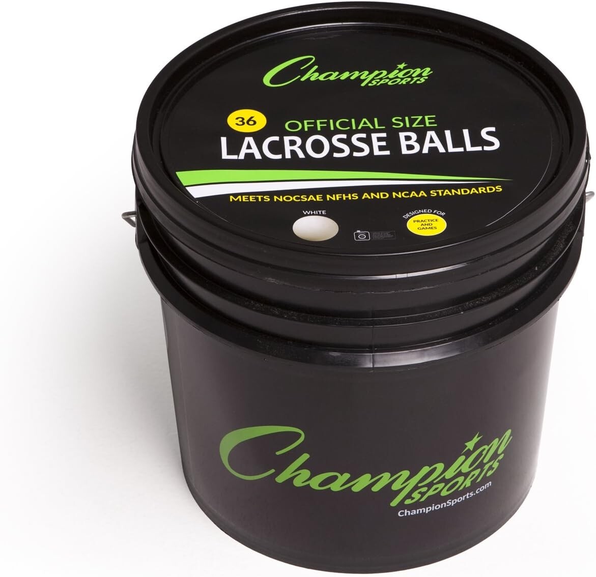 36 Count Regulation Lacrosse Balls in Bucket - NCAA Certified White Training Set