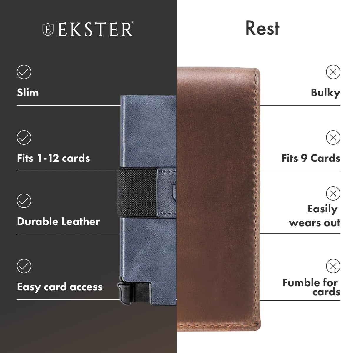 Men's Minimalist Wallet - Durable RFID Cardholder with Quick Access - Steel Blue