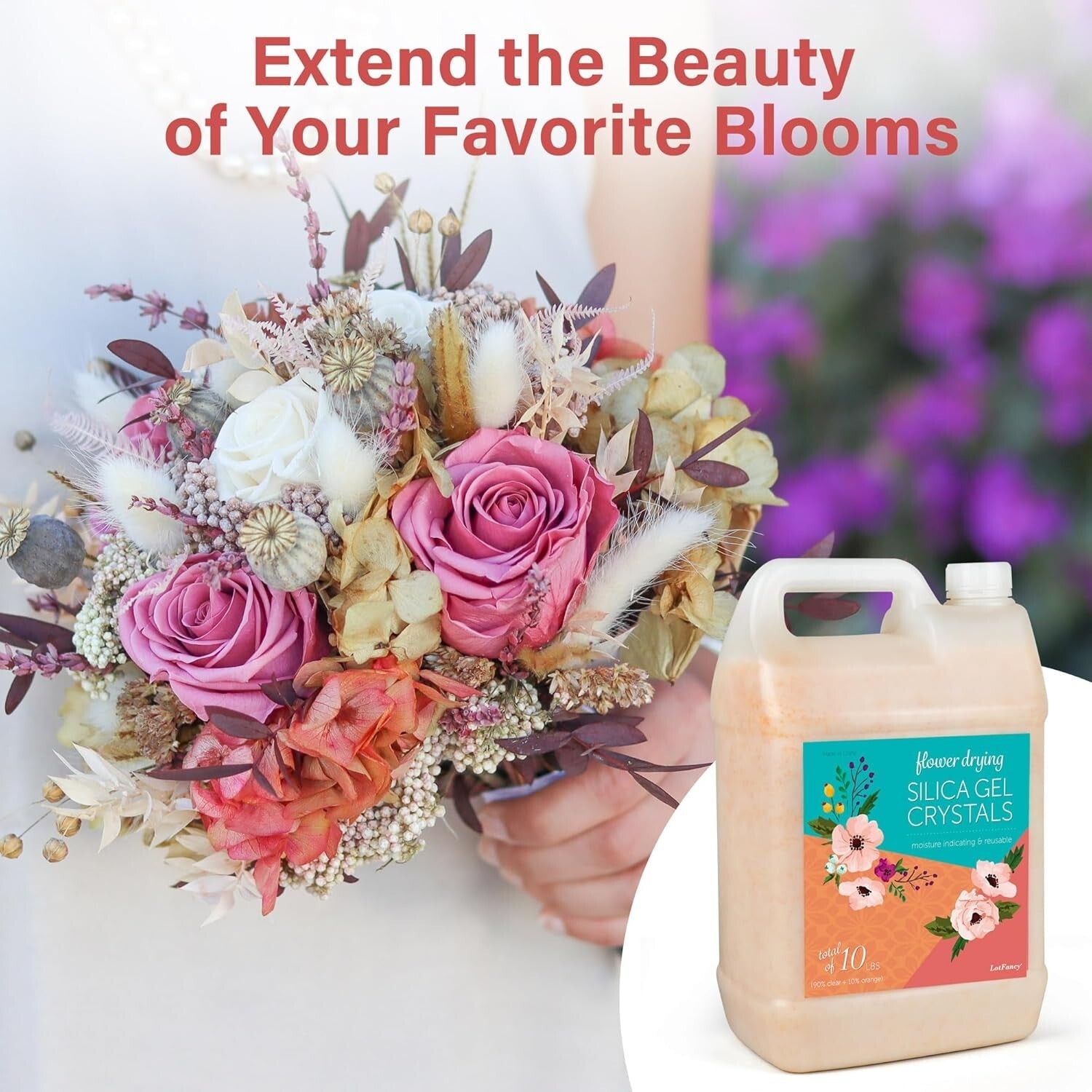 Effortless Flower Preservation with 10 LBS Color Indicating Silica Gel Crystals