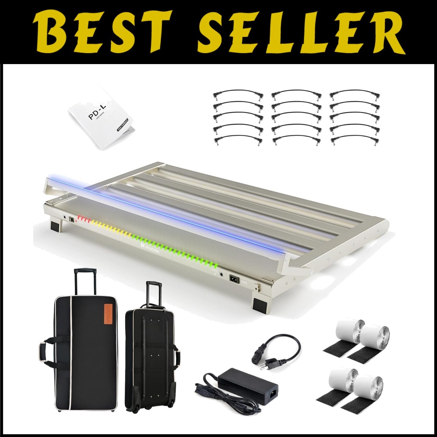 Portable Aluminum Guitar Pedalboard with Wheeled Bag & Isolated Power Supply